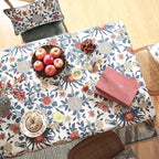 patdrea Designer Blue Tablecloth for Rectangle Table,Vintage Linen Leaves and Floral Pattern Extra Long Tablecloths,Floral Decor Cover for Kitchen Dining Christmas,Thanksgiving,67"x118"-Ivar a