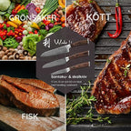 Wakoli EDIB 3-Piece Damascus Knife Set with Magnetic Knife Block | Professional Chef Knives with 3.4" - 6.7" Blades, 67-Layer Damascus Steel, VG10 Core, Pakkawood Handles | Premium Kitchen Knife Set