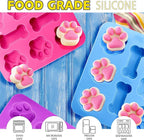 Anaeat 3 Pack Silicone Molds with Puppy Dog Paw and Bone Shaped 2 in 1, Reusable Non-Stick Ice Cube Trays & Flexible Candy Chocolate Molds for Homemade Dog Treats, Pudding, Jelly & Baking Biscuits