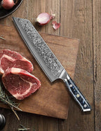 8.5 inch Kiritsuke Kitchen Chef Knife - 67 Layers Damascus Steel & Resin Handle - Xuan Series(Starry Black)