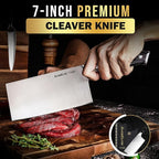 SliceElite Slice Series 7 Inch Cleaver Knife High Carbon German Steel Blade Pakkawood Handle Dual Sheath Sharp Butcher Knife Kitchen Chopper Bone Cutter Meat Slicer Vegetable Knife BBQ Butcher Cleaver