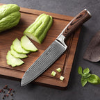 Wakoli EDIB 2-Piece Santoku Damascus Knife Set | Genuine Damascus Steel Blades with VG10 Core | Ergonomic Pakkawood Handles | Professional Kitchen Knife Set in Gift Box
