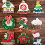 Flycalf Christmas Cookie Cutters Candy Cane Shapes with Plunger Stamps Holiday PLA Baking Accessories Cutter Molds Gifts Decorative Party 3" Kitchen Cake Supplies