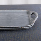 Extra Large Serving Tray with Handles, 19 x12 inch, Set of 2 Melamine Platters for Serving Food, Turkey, Cookie, Farmhouse Rectangular Trays for Eating, Dishwasher Safe, Gray