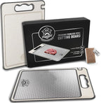 Chef’s Steel Pro 15”×10” Premium 304 Stainless Steel Cutting Board – 4-in-1 Double-Sided with Knife Sharpener, Garlic Grater, Wheat Straw PP & TPR Non-Slip, Dishwasher Safe, Includes Eco Sponge