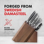 Cangshan Thomas Keller Signature Collection Swedish Powder Steel Forged, 7-Piece Knife Block Set, Walnut Block with 8 Spare Slots, Black