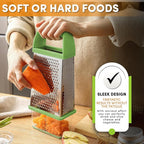 Spring Chef Professional Green 10" Parmesan Cheese Grater With Container, Stainless Steel Food Grater for Kitchen with Handle, 4 Sided Carrot Shredder, Handheld Vegetable & Cabbage Shredder