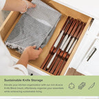 KitchenEdge Acacia Wood Kitchen Knife Block Holder Organizer - Holds 5 Long + 6 Short Knives (Not Included), Fits Most Knife Sizes, Rubber Feet, Premium Food-Safe Finish, In-Drawer Design