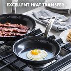 GreenPan Chatham Prime Midnight Hard Anodized Healthy Ceramic Nonstick, 8" Frying Pan Skillet, PFAS-Free, Dishwasher Safe, Oven Safe, Black