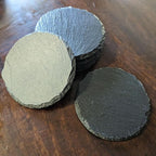 Coast in Style: Rustic Slate Coasters with Motorcycle Design - Round Slate - Set of 4