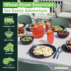 Grow Forward 24-piece Premium Wheat Straw Dinnerware Sets for 8 - Unbreakable Dishwasher & Microwave Safe Plastic Plates and Bowls Sets - Patio, Outdoors, RV, Camping Dishes - Midnight