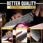 SliceElite Elite Series 7 Inch Santoku Knife VG10 Damascus Steel Forged Carbon Fiber Handle Dual Protection Cutting Kitchen Tool Sharp Vegetable Meat Chopping BBQ Chef Slicing Cleaver Camping Butcher