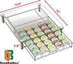 Deco Brothers Crystal Tempered Glass K-Cup Holder Drawer for 30 Coffee Pods Storage, Chrome