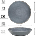 Melamine Pasta Bowls Set,6 Piece 9.25 inch Vintage Melamine Pasta/Salad/Ramen/Noodle/dinner/Fruit Bowls, Set of 6,Unbreakable Large Shallow Serving Bowls set,Cool Grey…