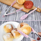 MSY BIGSUNNY Kitchen Food Tongs - 7" Mini Silicone Serving Tongs - Set of 3 (Pink)