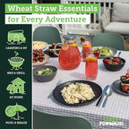 Grow Forward 24-piece Premium Wheat Straw Dinnerware Sets for 8 - Unbreakable Dishwasher & Microwave Safe Plastic Plates and Bowls Sets - Patio, Outdoors, RV, Camping Dishes - Moonlight