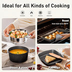 30 Piece Pots and Pans Set Non Stick, Granite Induction Cookware Sets, Nonstick Kitchen Cookware Sets, Non Toxic Cookware Set with Frying Pans and Saucepan, Kitchen Pots and Pans Set, Black