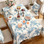 patdrea Designer Vintage Cyan Tablecloth for Rectangle Table,Linen Ancient Castle and Manor Pattern Tablecloths,Table Cover Decor for Kitchen Dining Christmas,Thanksgiving,63"x87"-Lucerne a