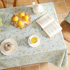patdrea Designer Linen Green Small Tablecloth for Rectangle Table,Vintage Breathable Yellow Fruits Pattern Table Cloth,Decoration Cover for Kitchen Dining,Christmas,Thanksgiving,55"x71"-Ania a