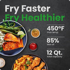 Chefman 12-Quart 6-in-1 Air Fryer Oven with Digital Timer, Touchscreen, and 12 Presets - Family Size Countertop Convection Oven, Dishwasher-Safe Parts