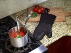 All Clad Silicone Oven Mitt: Heat Resistant up to 500 Degrees - 100% Cotton & Silicone, 14"x7" Oven Mitt for Kitchen and Barbeque, 1-Pack, Black