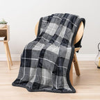 PAVILIA Charcoal Dark Grey Sherpa Throw Blanket for Couch, Plush Flannel Fleece, Soft Fuzzy Cabin for Sofa Bed, Warm Cozy Winter Gift, 50x60