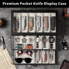 Knife Display Case, 3-Layer Pocket Knife Case Display & Storage Knives, Solid Wood Knife Case for Collections, Gift for Boyfriend Fathers Day Birthday Gifts(Black)