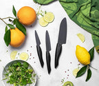 Kyocera Innovation Series Ceramic 5.5" Santoku Knife, with Soft Touch Ergonomic Handle-Black Blade, Black Handle
