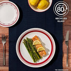 Corelle Everyday 18-PC Dinnerware Set Service for 6, Durable and Eco-Friendly, Higher Rim Glass Plate & Bowl Set, Microwave and Dishwasher Safe, Sadie