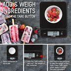 Taylor Glass Top Food Scale with Touch Controls, 11 lb Capacity, Sleek Black Design for Precision Food Measurement in Grams and Ounces