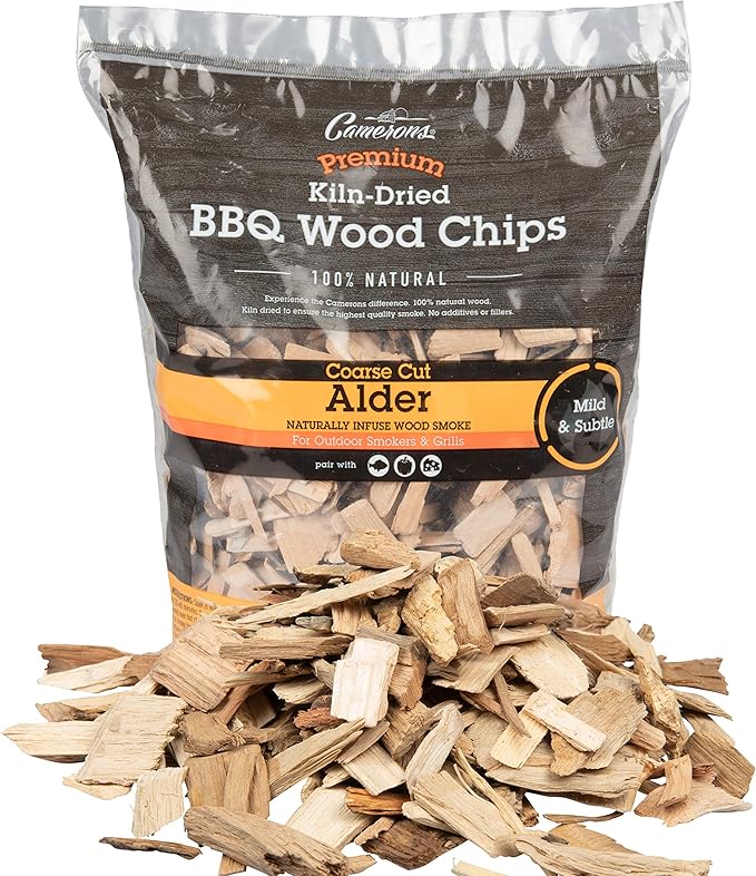 Camerons Products Alder Wood Smoker Chips ~ (2lb. Coarse), 260 cu. in. - 100% All Natural, Coarse Wood Smoking and Barbecue Chips, Packaging May Vary