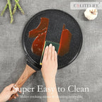 ESLITE LIFE 9.5 Inch Crepe Pan with Spreader, Nonstick Ceramic Flat Skillet Dosa Tawa Comales Para Tortillas Pancake Pan, PTFE & PFOA Free, Black