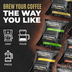Colonial Coffee 80 Count Single Pot Coffee Packets – 100% Arabica Decaf Colombian Medium Roast | Pre-Measured Frac Packs for 12 Cup Maker | Bulk Ground Gourmet Coffee for Home & Office