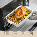 MALACASA Casserole Dishes for Oven, Porcelain Baking Dishes, Ceramic Bakeware Sets of 4, Rectangular Lasagna Pans Deep with Handles for Baking Cake Kitchen, White (9.4"/11.1"/12.2"/14.7"), Series