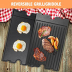 2-in-1 Reversible 19.25” x 11.75” Pre-Seasoned Cast Iron Cooking Griddle for Regal/Imperial Models Grill 11239, Flat Griddle Top Plate for Gas Stove/Charcoal/Electric/Propane/Gas Grill