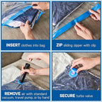 3 Pack Large Vacuum Storage Bags for Comforters, Blankets & Clothes – Vacuum Sealed Compression Bags with Hand Pump – Space Saver Storage Bags for Bedding, Moving, Travel & Organization