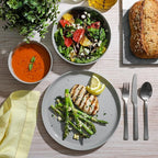 Gibson Home Oslo 12-Piece Porcelain Chip and Scratch Resistant Dinnerware Set, Grey,Service for 4