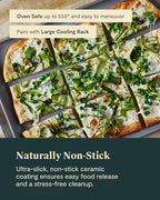 Caraway Non-Stick Ceramic Large Baking Sheet Duo - Naturally Slick Ceramic Coating - Non-Toxic, PTFE & PFOA Free - Perfect for Baking, Roasting, and More - Large (18" x 13") - Black
