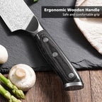 8 Inch Chef Knife, Kitchen Knife with Sharpener and Finger Guard, Professional Steel Sharp Chef's Knife Set with Ergonomic Handle, Gifts for Christmas, Black