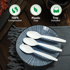Compostable Spoon,100 Biodegradable Silverware for Party,Large Disposable Utensil Eco Friendly Durable and Heat Resistant,Alternative to Plastic Spoon