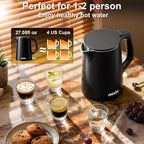 Dezin Electric Kettle, 0.8L Small Electric Kettle with Double Wall Construction, 304 Stainless Steel Electric Tea Kettle for Business Trip, Portable Travel Kettle with Auto Shut-Off (Without Cup)