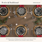 MACKENZIE-CHILDS Enamel Salad and Dessert Plate, Small Plate for a Dessert or Appetizer Dish, 8 Inches, Black Tartan