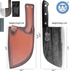 XYJ Authentic Since 1986,Outstanding Ancient Forging, 7.5 Inch Full Tang, Serbian Chefs knife,Chef Meat Cleaver,Kitchen Knives,Set with Leather Sheath,Take Carrying,Butcher