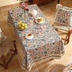 ISAENNE Designer Boho Floral Square Tablecloth,Linen Lotus Flower Pattern Colorful Indoor Table Cloth,Durable Decor Tablecloths for Dining Thanksgiving Kitchen Christmas,67"*67"-Hazel A