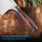 KEEMAKE Cleaver Knife 7 inch, Meat Knife Heavy Duty with German High Carbon Stainless Steel 1.4116 Chopper Knife, Vegetable knife with Ergonomic Pakkawood Handle Chinese Chef Knife