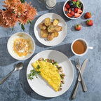 Gibson Home Oslo 8-Piece Dinner Plate Set – Porcelain, Chip & Scratch Resistant, White with Black Rim – Modern Round Plates for Everyday Use & Entertaining
