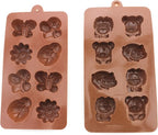 Non-stick Candy Jelly Molds, Chocolate Molds, Soap Molds, Silicone Baking Molds - Forest Cute Theme Happy Bear, Lion, Hippo - More Fun, Toy Kids Set, Set of 2 (Animal)