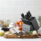 McCook® Knife Sets, German Stainless Steel Forged Kitchen Knives Block Set with Built-in Knife Sharpener