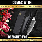 SliceElite Elite Series 7 Inch Santoku Knife VG10 Damascus Steel G10 Handle Dual Protection Cutting Kitchen Tool Sharp Vegetable Meat Chopping BBQ Chef Slicing Cleaver Cooking Camping Butcher Gift