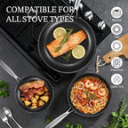 KITEXPERT Non Stick Frying Pans Set - 2 Piece (10, 12") Titanium Ceramic Pan with Lids, Nonstick Skillet Stainless Steel, PFAS PFOA & PTFE Free, Dishwasher & Oven Safe, All Cooktops Compatible